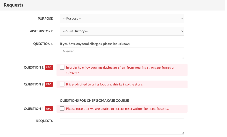 tablecheck booking process rules